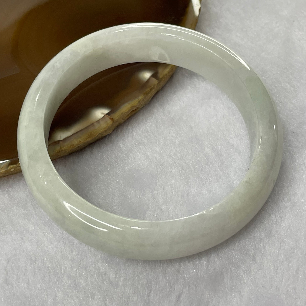 Type A Faint Green Jade Jadeite Bangle 61.94g Inner diameter: 58.6mm Thickness: 13.8 by 8.0mm - Huangs Jadeite and Jewelry Pte Ltd