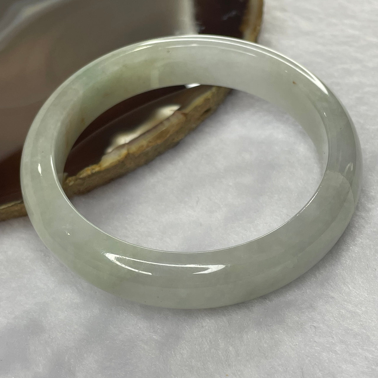 Type A Lavender and Green Jade Jadeite Bangle 57.41g inner Dia 57.5mm 12.7 by 8.0mm (External Line) - Huangs Jadeite and Jewelry Pte Ltd