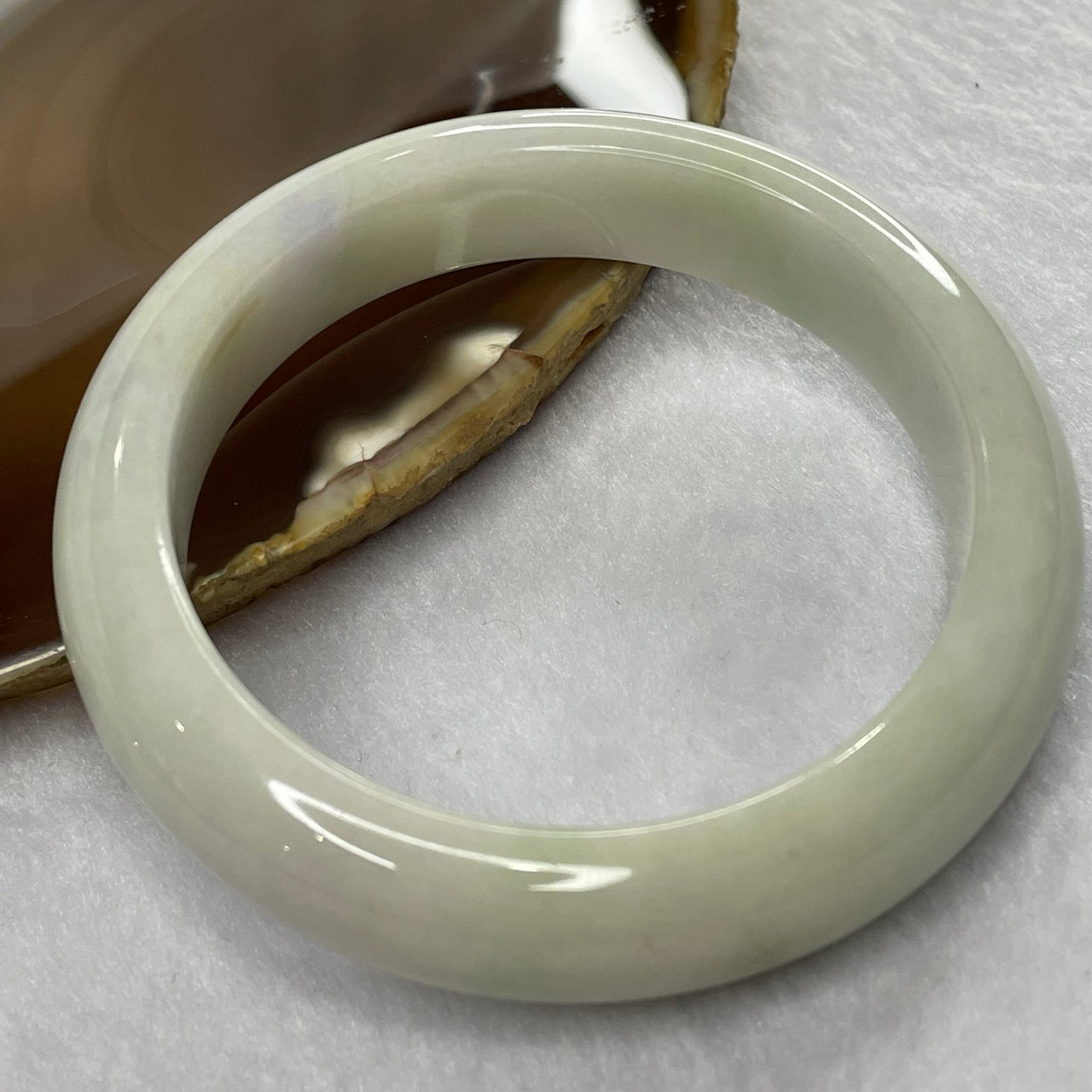 Type A Light Green with Lavender Patches Bangle 65.30g inner Dia 56.3mm 13.8 by 8.8mm (Slight External Rough) - Huangs Jadeite and Jewelry Pte Ltd