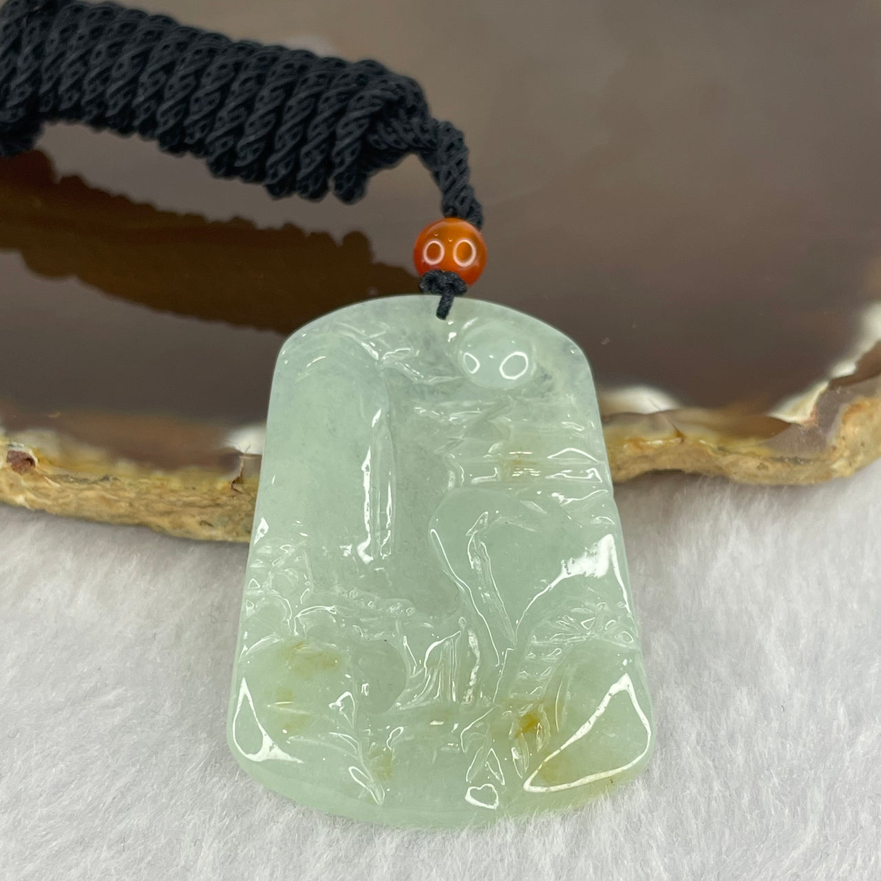 Semi ICY Type A Green Yellow Jadeite Shan Shui 14.54g 45.2 by 31.5 by 4.1mm - Huangs Jadeite and Jewelry Pte Ltd