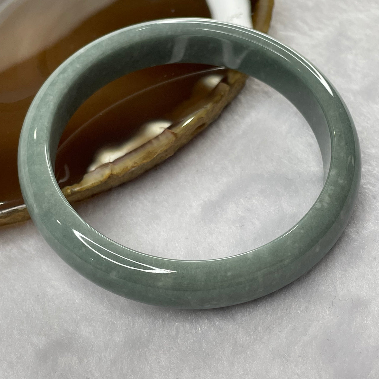 Type A Full Green Bangle 48.97g inner Dia 59.4mm 12.0 by 7.4mm (NO LINE) - Huangs Jadeite and Jewelry Pte Ltd