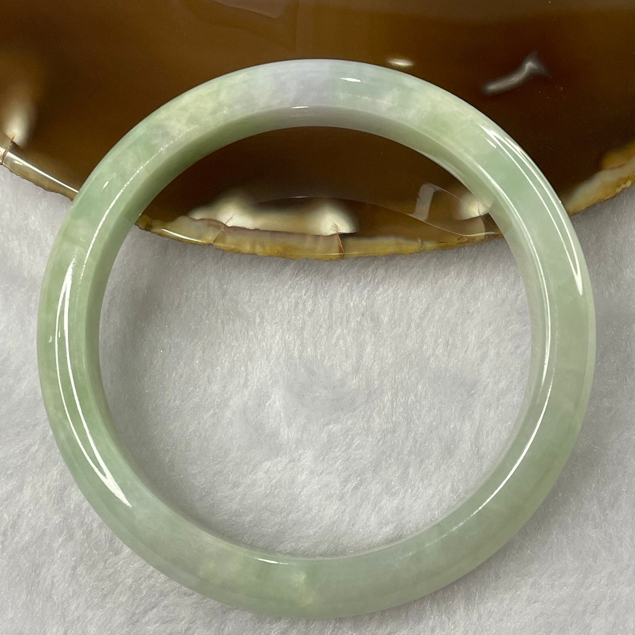 Type A Green and Lavender Jade Jadeite Bangle 49.91g Inner diameter: 58.2mm Thickness: 11.2 by 7.2mm - Huangs Jadeite and Jewelry Pte Ltd