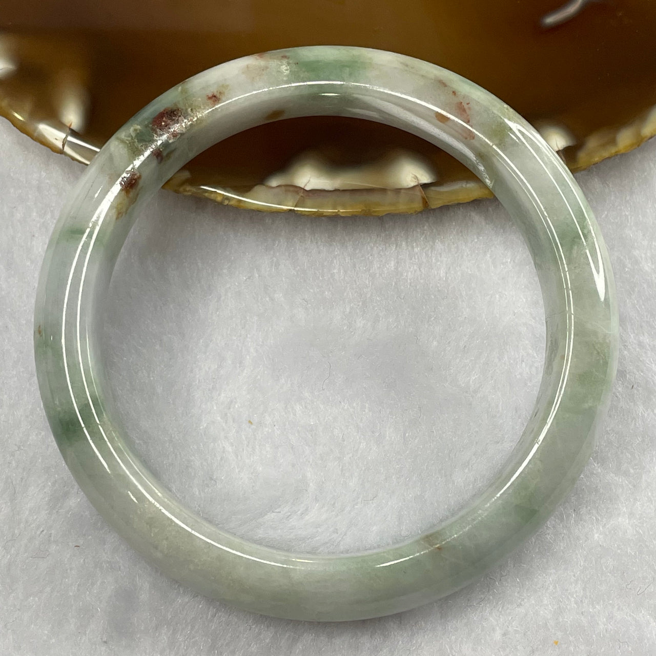 Type A Green, Lavender and Red Jade Jadeite Bangle 54.62g inner Dia 57.8mm 12.7 by 8.4mm (Slight External Rough) - Huangs Jadeite and Jewelry Pte Ltd