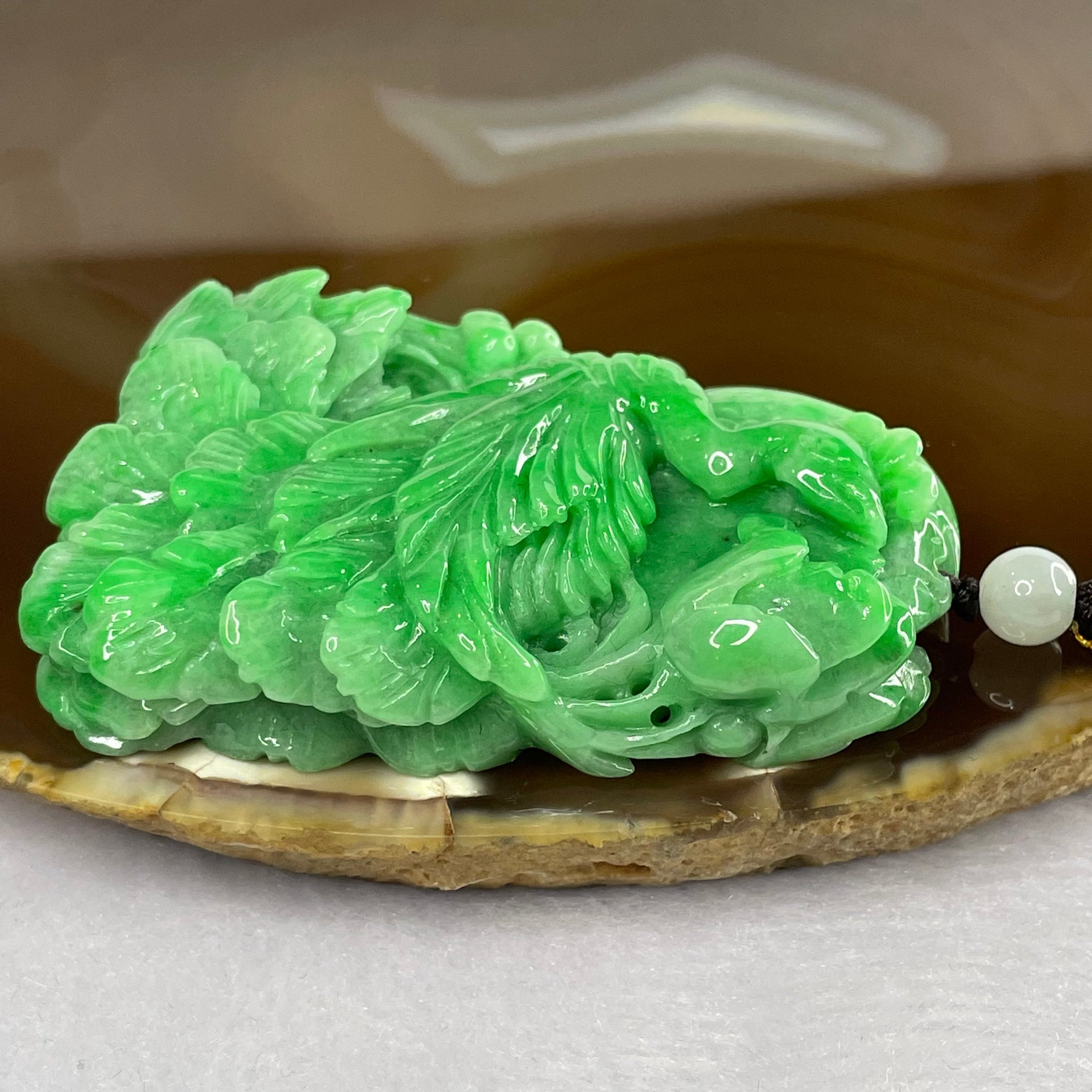 Great Grand Master Intense Apple Green Jadeite Phoenix Pendant - 51.86g 58.4 by 40.6 by 12.0 mm - Huangs Jadeite and Jewelry Pte Ltd