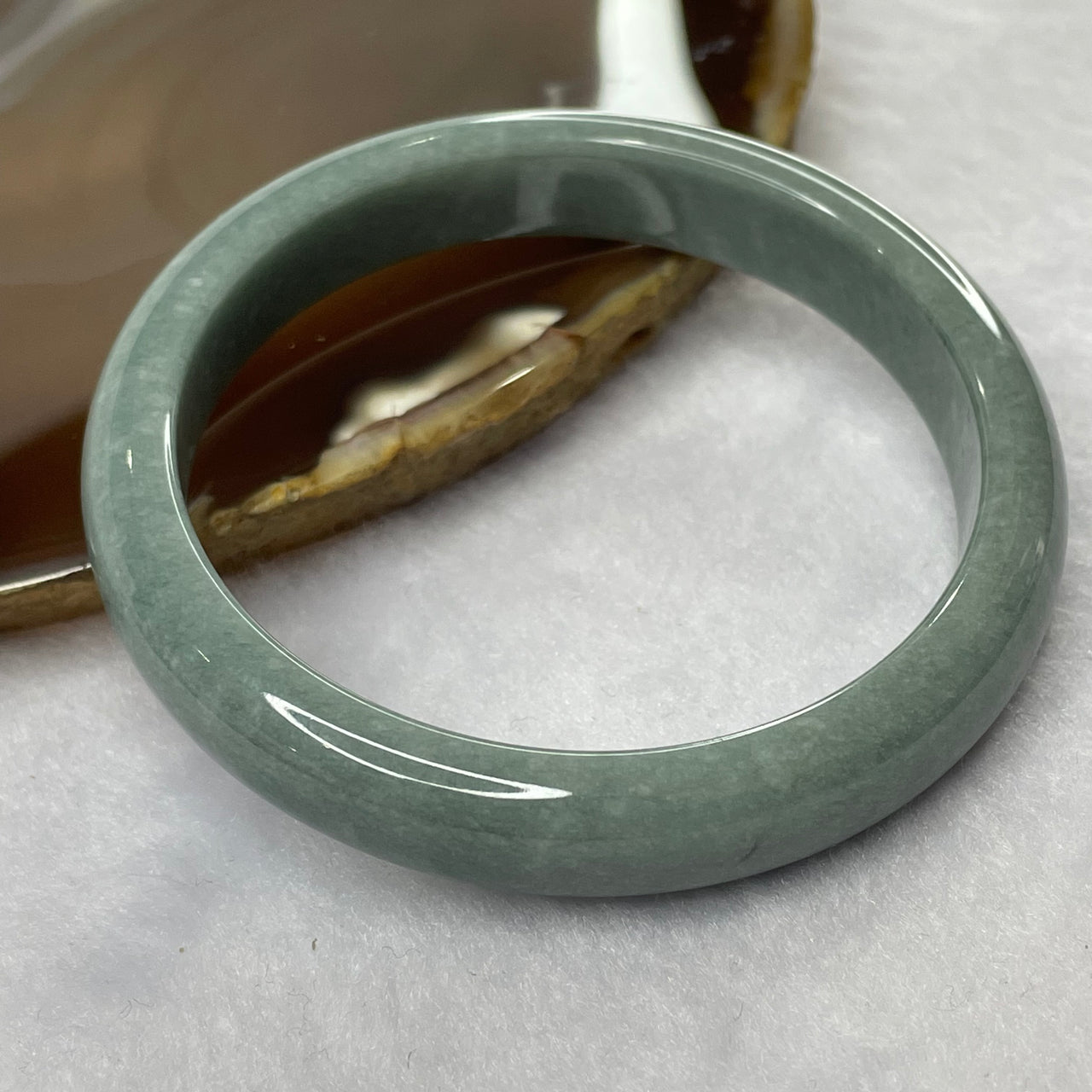 Type A Blueish Green Jade Jadeite Bangle 40.76g inner Dia 56.3mm 10.9 by 6.8mm (NO LINE) - Huangs Jadeite and Jewelry Pte Ltd