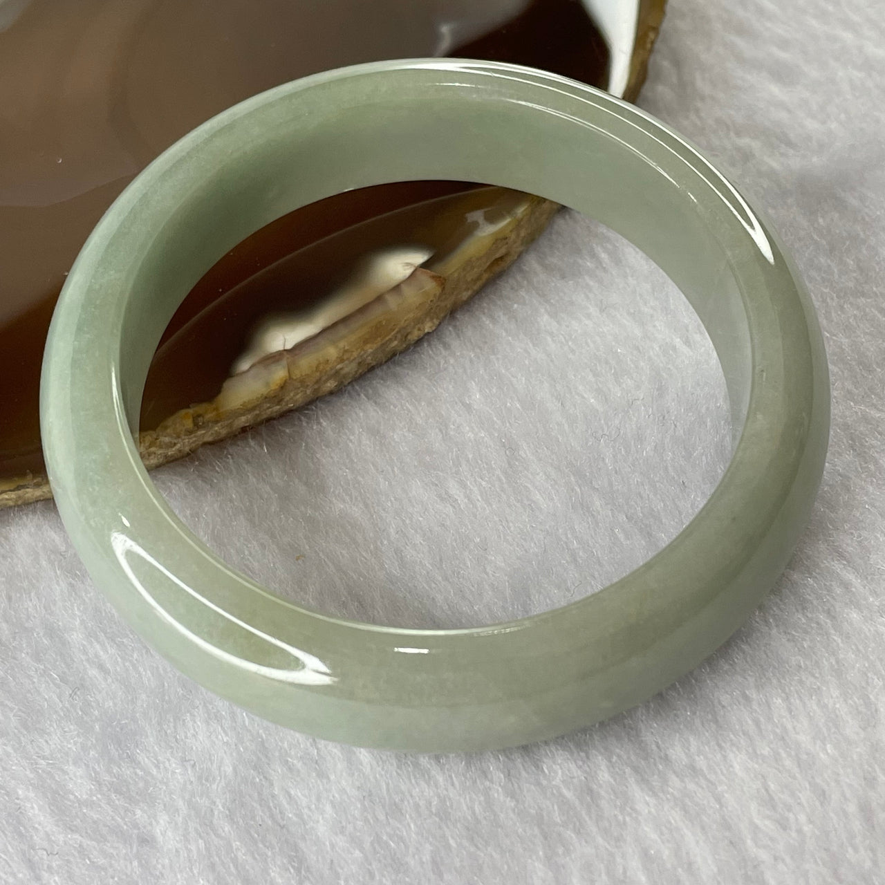 Type A Green Jade Jadeite Bangle 53.46g inner Dia 53.3mm 13.9 by 7.6mm (Internal Lines) - Huangs Jadeite and Jewelry Pte Ltd