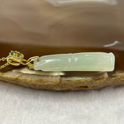 Type A Semi Icy Green Jade Jadeite Bamboo Pendant - 4.72g 34.2 by 9.2 by 6.2mm - Huangs Jadeite and Jewelry Pte Ltd