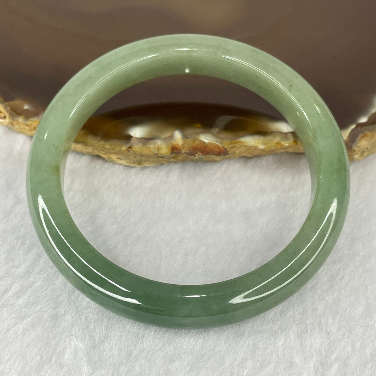 Type A Full Green Jadeite Bangle 37.71g inner Dia 51.8mm 10.2 by 7.6mm - Huangs Jadeite and Jewelry Pte Ltd