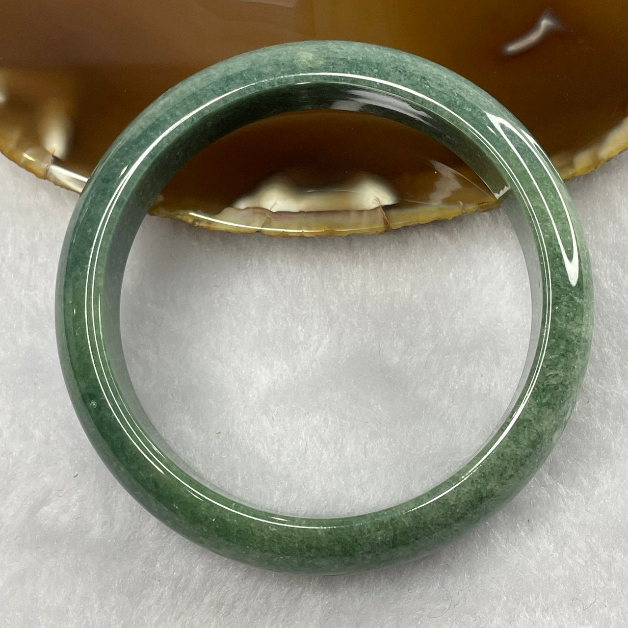 Type A Full Intense Green Jade Jadeite Bangle 54.24g inner Dia 56.8mm 13.7 by 7.8mm (Slight Internal Line) - Huangs Jadeite and Jewelry Pte Ltd