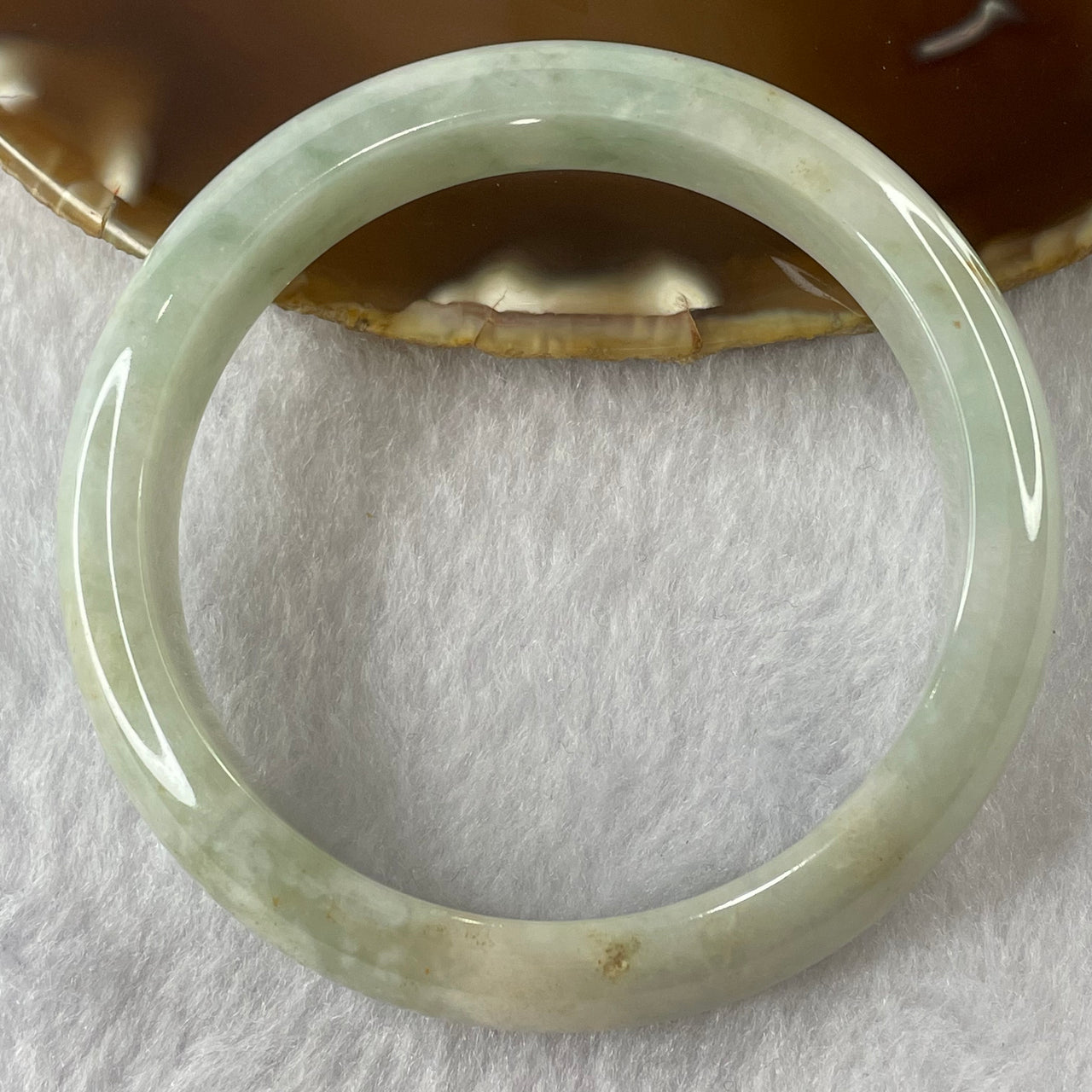 Type A Green with Red Patches Jade Jadeite Bangle 59.78g inner Dia 59.5mm 13.7 by 7.9mm (Slight External Rough) - Huangs Jadeite and Jewelry Pte Ltd