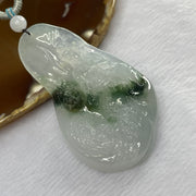 Grand Master Semi Icy Green Piao Hua Jade Jadeite Guan Yin and Dragon Pendant - 39.15g 73.6 by 39.2 by 11.5 mm - Huangs Jadeite and Jewelry Pte Ltd