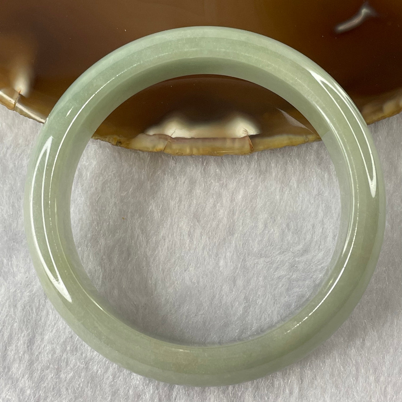 Type A Green Jade Jadeite Bangle 53.46g inner Dia 53.3mm 13.9 by 7.6mm (Internal Lines) - Huangs Jadeite and Jewelry Pte Ltd