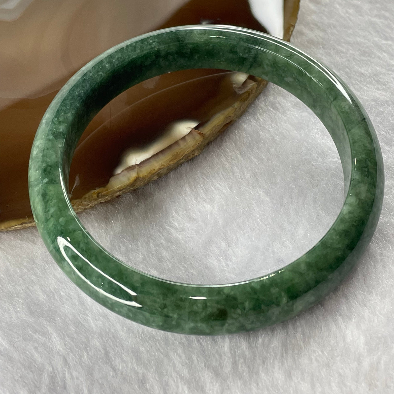 Type A Full Intense Green Jade Jadeite Bangle 50.38g inner Dia 59.4mm 11.6 by 7.6mm - Huangs Jadeite and Jewelry Pte Ltd