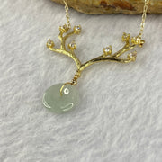 14KGF Necklace with Type A Semi Icy Faint Green Ping An Kou 12.6 by 3.1mm 4.69g - Huangs Jadeite and Jewelry Pte Ltd