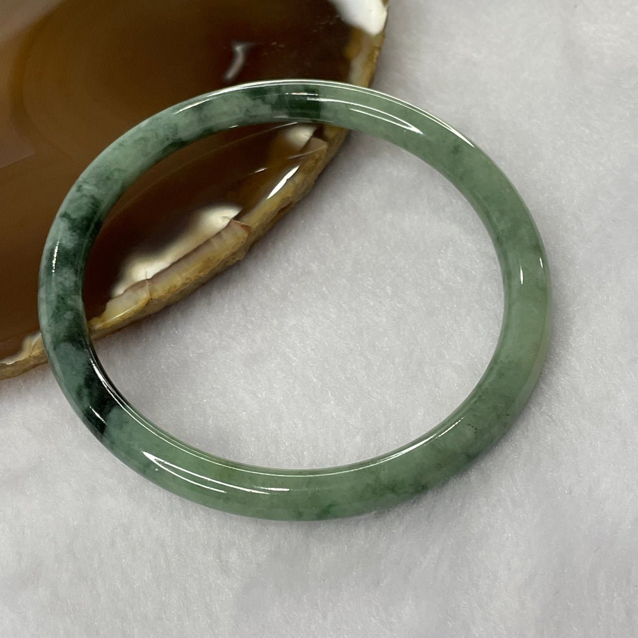 Type A Green Piao Hua Jade Jadeite Round Bangle 21.22g Inner diameter: 57.8mm Thickness: 6.7 by 6.7mm - Huangs Jadeite and Jewelry Pte Ltd