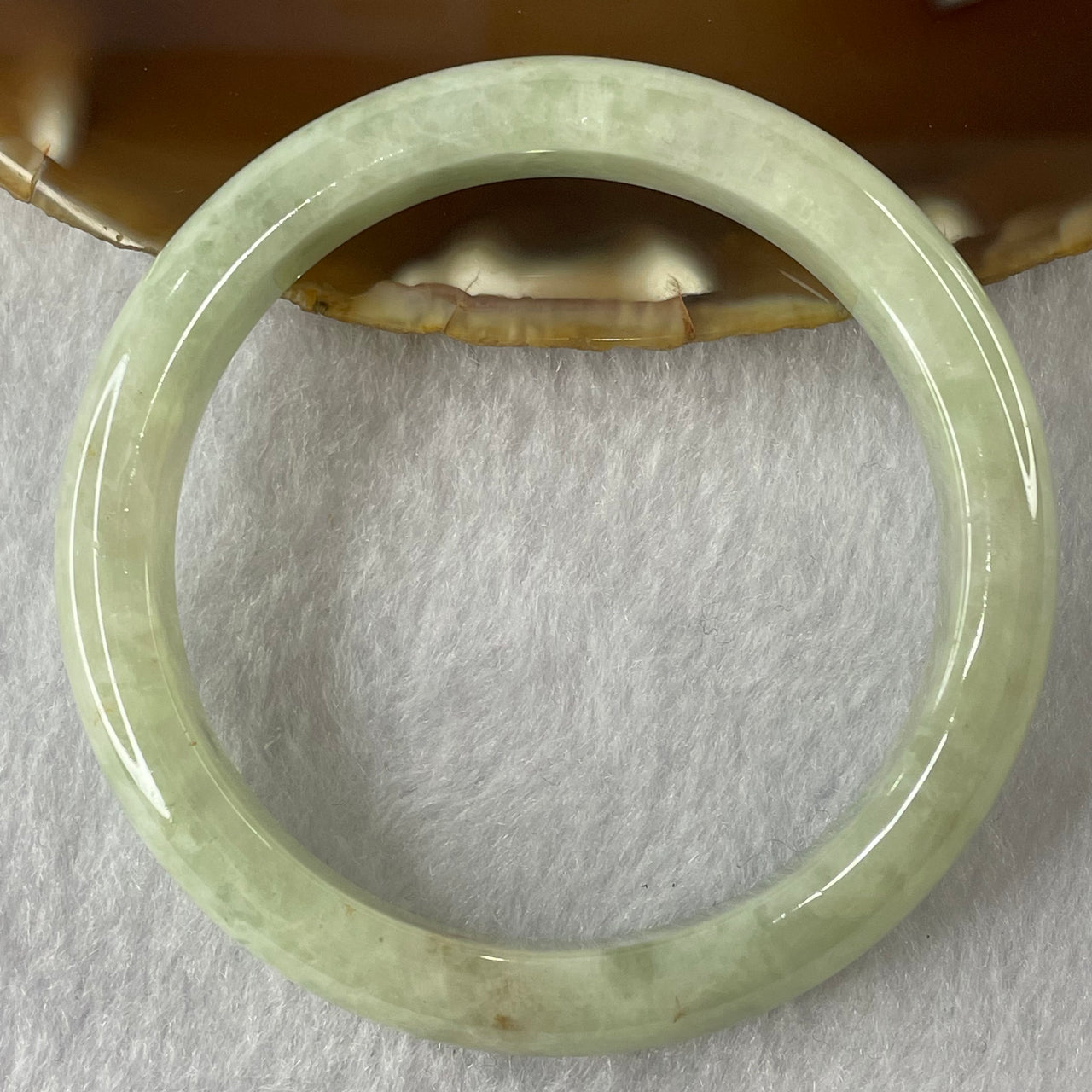 Type A Light Green with Red Patches Jade Jadeite Bangle 40.63g inner Dia 54.2mm 10.3 by 7.7mm (Internal Lines) - Huangs Jadeite and Jewelry Pte Ltd