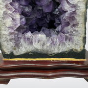 Thick Large Crystal Brazil Natural Amethyst Display Wooden Stand - 78.6kg 815 by 445 by 420mm - Huangs Jadeite and Jewelry Pte Ltd