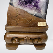 Rare 1 Piece Matching Natural Amethyst with Calcite Display Pair with Wooden Stand to Accumulate and StoreWealth - 17.3kg - Huangs Jadeite and Jewelry Pte Ltd