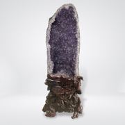 Large Natural Amethyst Display Wooden Stand - 89.12kg 1090 by 480 by 504mm - Huangs Jadeite and Jewelry Pte Ltd