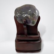 SOLID Rare Full Agate Skin without Cement Natural Amethyst Display Wooden Stand Wealth Pot - 16.5kg 410 by 220 by 210mm - Huangs Jadeite and Jewelry Pte Ltd