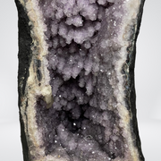 Unique Cave Like Formation (Lime Stone Look) Natural Amethyst Display Wooden Stand - 33.8kg 705 by 270 by 330mm - Huangs Jadeite and Jewelry Pte Ltd