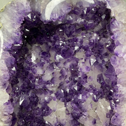 Natural Amethyst with Large Multiple Calcite for Ultimate Prosperity Display Wooden Stand - 14.2kg 660 by 270 by 180mm - Huangs Jadeite and Jewelry Pte Ltd