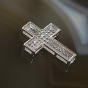 A Sliver Plated Copper Zirconia Cross - Huangs Jadeite and Jewelry Pte Ltd