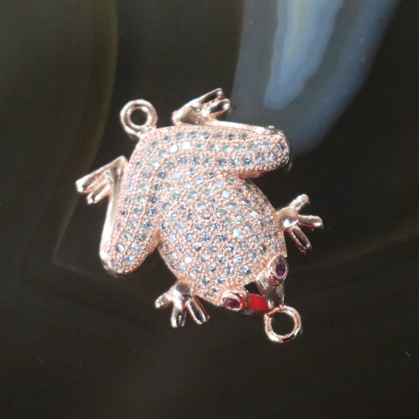 Rose Gold Plated Copper Zirconia Frog - Huangs Jadeite and Jewelry Pte Ltd