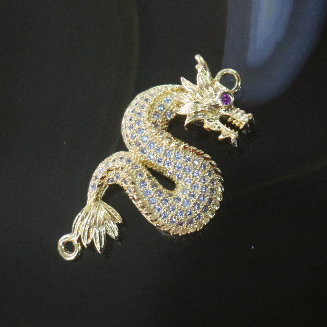 Gold Plated Copper Zirconia Dragon - Huangs Jadeite and Jewelry Pte Ltd