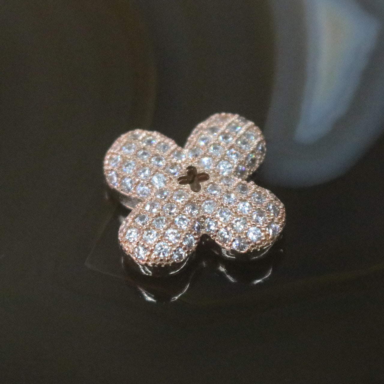 Rose Gold Plated Copper Zirconia Four Leaf Clover - Huangs Jadeite and Jewelry Pte Ltd