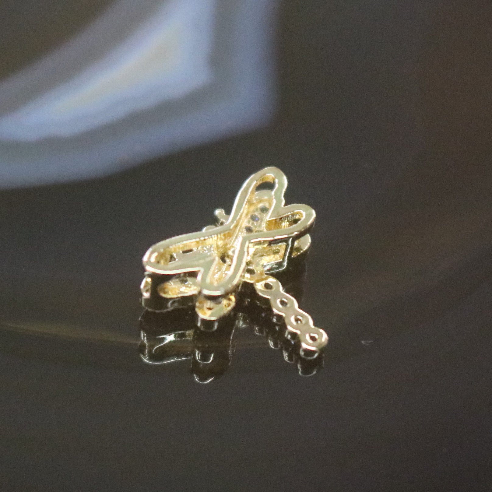 Gold Plated Copper Zirconia Dragonfly - Huangs Jadeite and Jewelry Pte Ltd