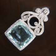 Natural Aquamarine 海蓝宝 pendant in 18k White Gold and Diamonds - 19.0g L53.0 W31.0 D9.0mm - Huangs Jadeite and Jewelry Pte Ltd