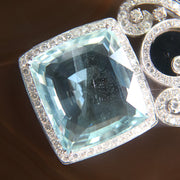 Natural Aquamarine 海蓝宝 pendant in 18k White Gold and Diamonds - 19.0g L53.0 W31.0 D9.0mm - Huangs Jadeite and Jewelry Pte Ltd