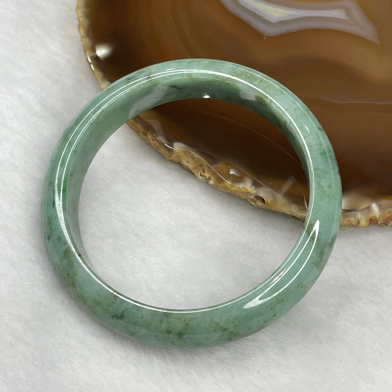 Type A Green Jadeite Bangle 52.66g inner diameter 56.4mm 13.3 by 7.5mm - Huangs Jadeite and Jewelry Pte Ltd