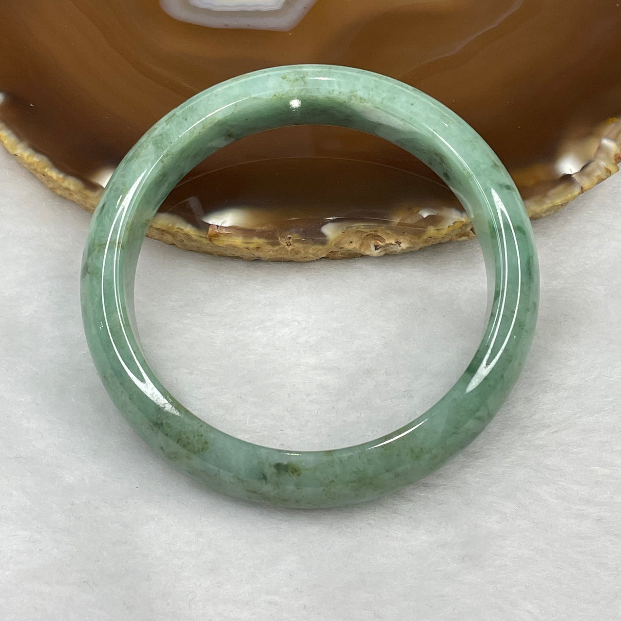 Type A Green Jadeite Bangle 52.66g inner diameter 56.4mm 13.3 by 7.5mm - Huangs Jadeite and Jewelry Pte Ltd