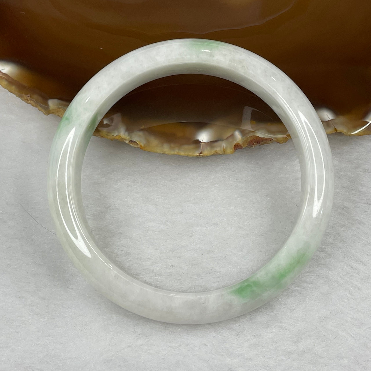 Type A Faint Green Jadeite Bangle 53.61g inner diameter 57.5mm 13.0 by 7.5mm - Huangs Jadeite and Jewelry Pte Ltd