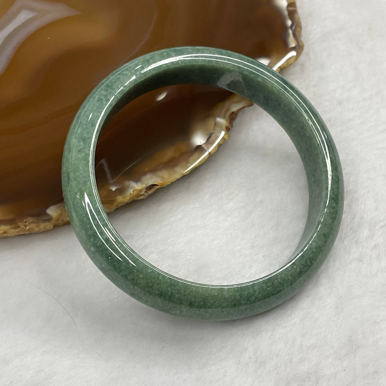 Type A Green Jadeite Bangle 49.71g inner diameter 57.5mm 12.8 by 7.3mm - Huangs Jadeite and Jewelry Pte Ltd