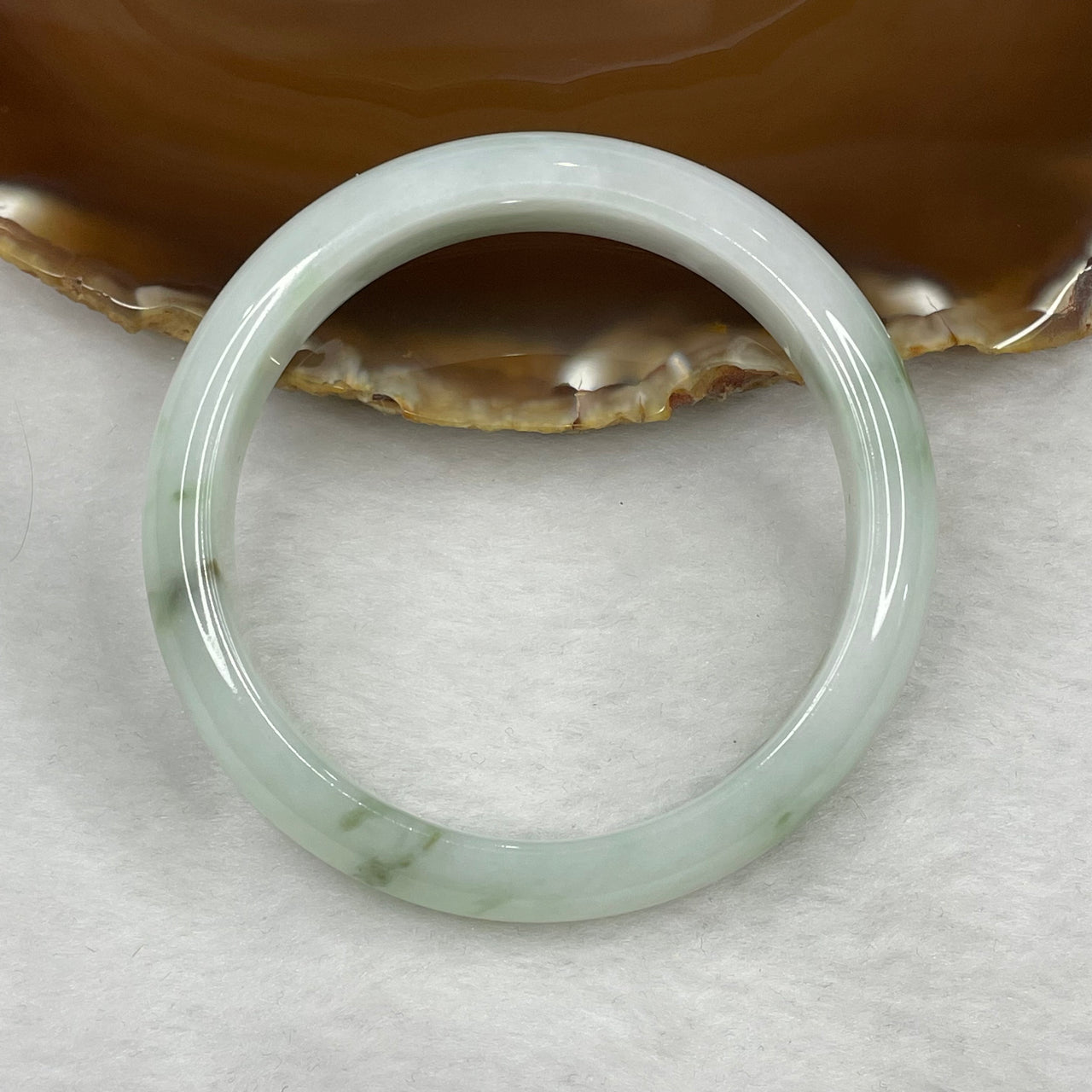 Type A Piao Hua Green Jadeite Bangle 51.29g inner diameter 56.3mm 12.8 by 7.5mm - Huangs Jadeite and Jewelry Pte Ltd