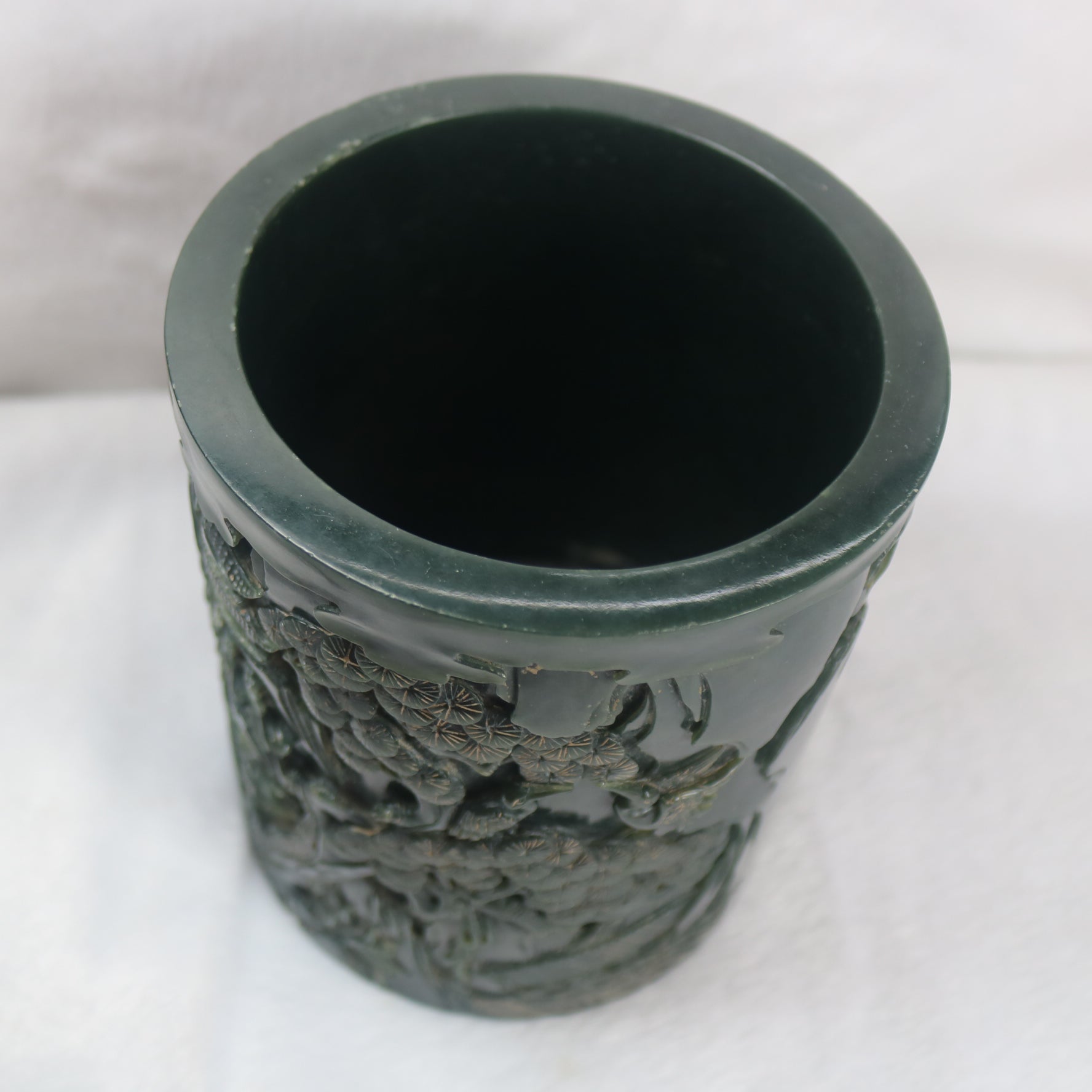 Rare Antique Natural Nephrite Brush Pot with NGI Cert - Huangs Jadeite and Jewelry Pte Ltd