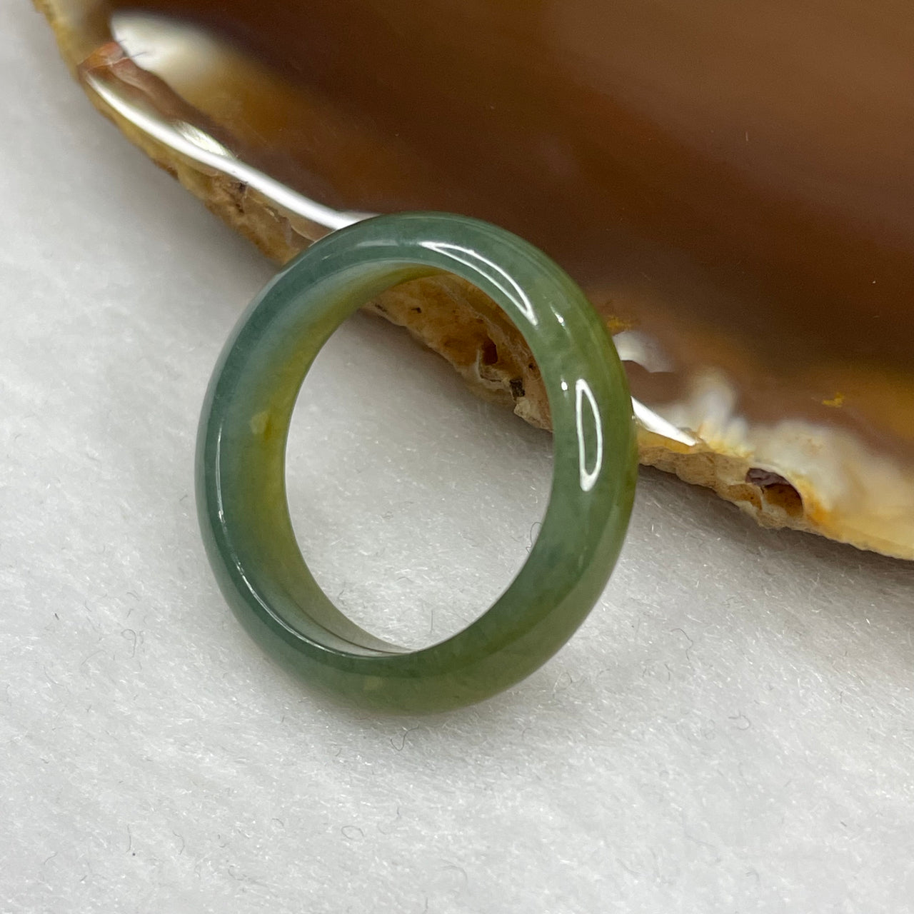 Type A Yellowish Green Jade Jadeite Ring - 2.76g US 8.0 HK 17.5 Inner Diameter 18.3mm Thickness 5.9 by 3.1mm - Huangs Jadeite and Jewelry Pte Ltd