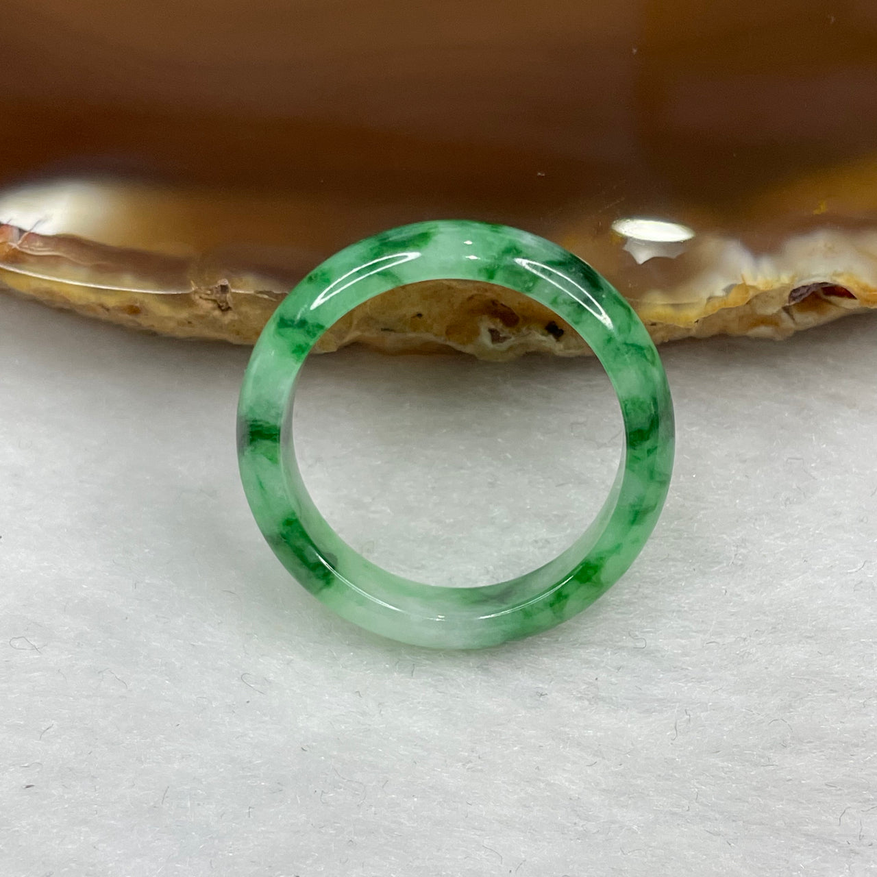 Type A Spicy Green Piao Hua Jade Jadeite Ring - 2.36g US 7.75 HK 17 Inner Diameter 18.1mm Thickness 5.1 by 2.8mm - Huangs Jadeite and Jewelry Pte Ltd