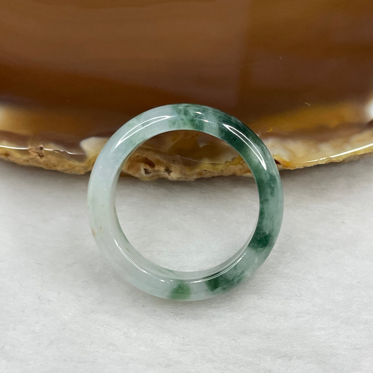 Type A Green Piao Hua Jade Jadeite Ring - 4.49g US 10.25 HK 23 Inner Diameter 20.3mm Thickness 6.3 by 2.3mm - Huangs Jadeite and Jewelry Pte Ltd