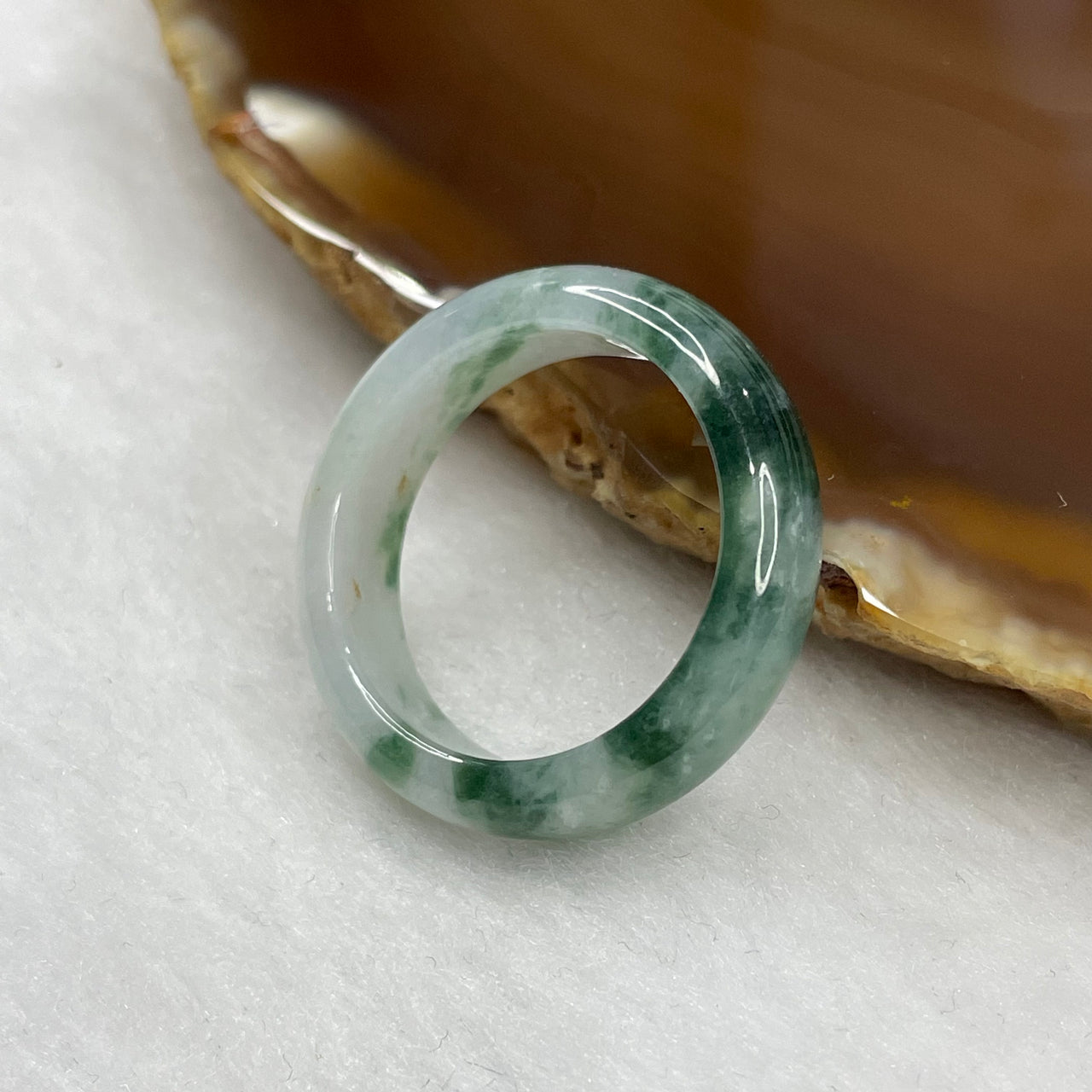 Type A Green Piao Hua Jade Jadeite Ring - 4.49g US 10.25 HK 23 Inner Diameter 20.3mm Thickness 6.3 by 2.3mm - Huangs Jadeite and Jewelry Pte Ltd