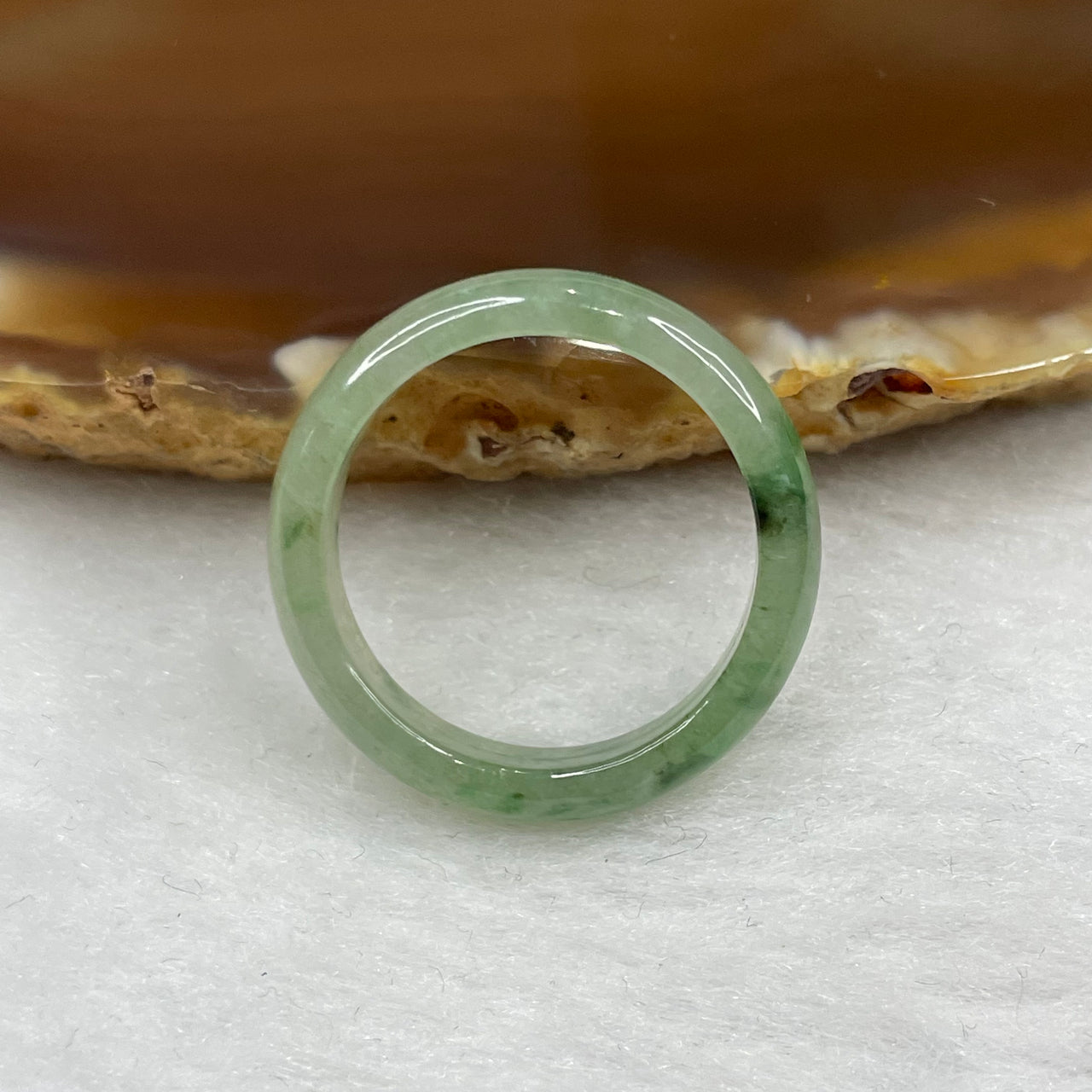 Type A Green Jade Jadeite Ring - 2.34g US 8 HK 17.5 Inner Diameter 18.3mm Thickness 4.7 by 2.9mm - Huangs Jadeite and Jewelry Pte Ltd