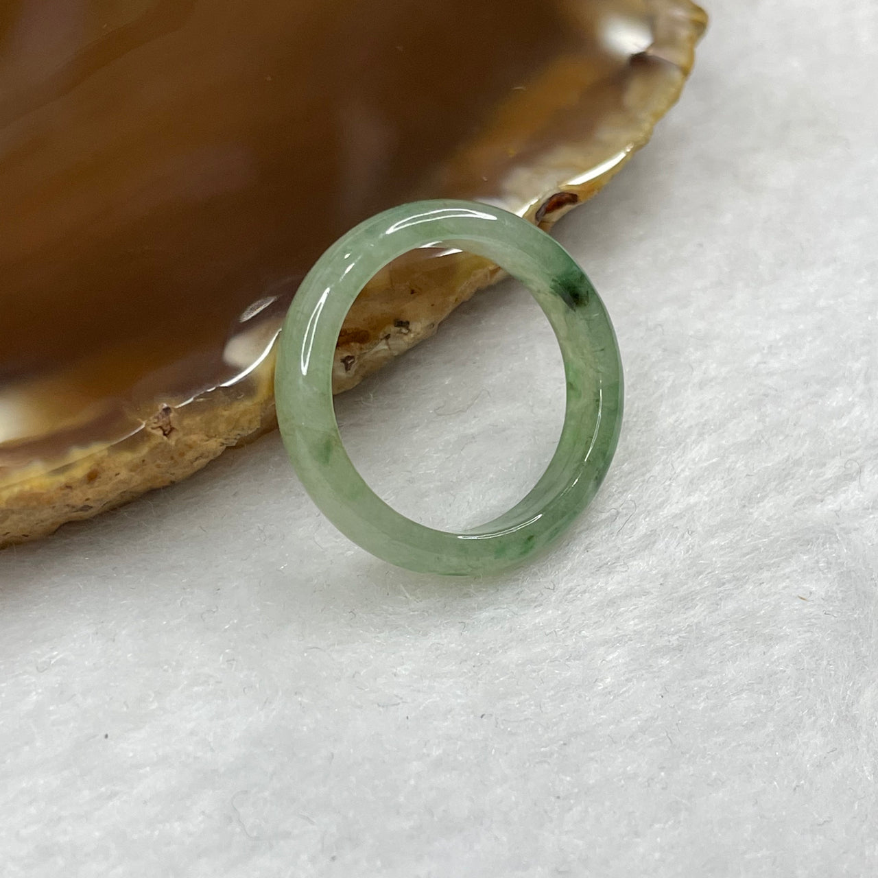 Type A Green Jade Jadeite Ring - 2.34g US 8 HK 17.5 Inner Diameter 18.3mm Thickness 4.7 by 2.9mm - Huangs Jadeite and Jewelry Pte Ltd