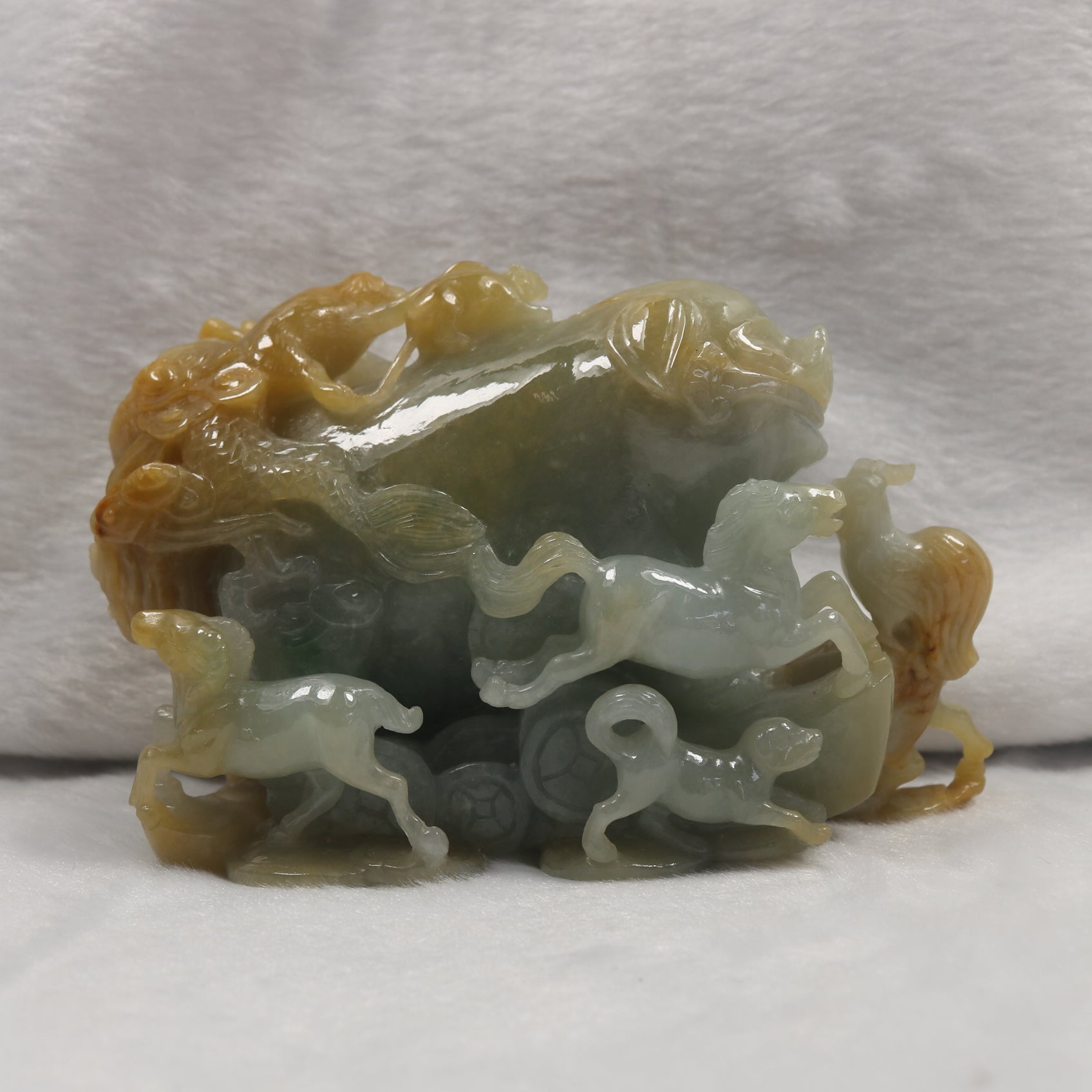 Rare Antique Natural 12 Zodiac 3 colour Jade Jadeite - Huangs Jadeite and Jewelry Pte Ltd