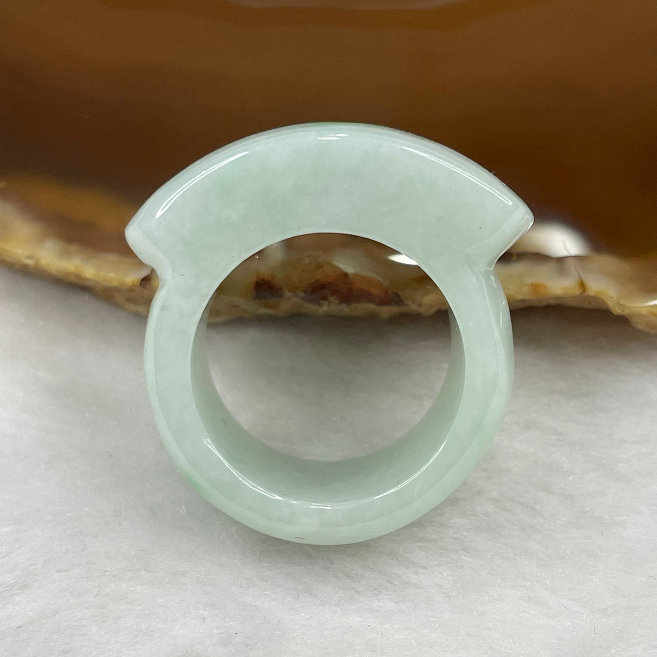 Type A Faint Green Jade Jadeite Ring - 18.71g US 10.85 HK 23.5 Inner Diameter 20.6mm Thickness 13.6 by 8.2mm - Huangs Jadeite and Jewelry Pte Ltd