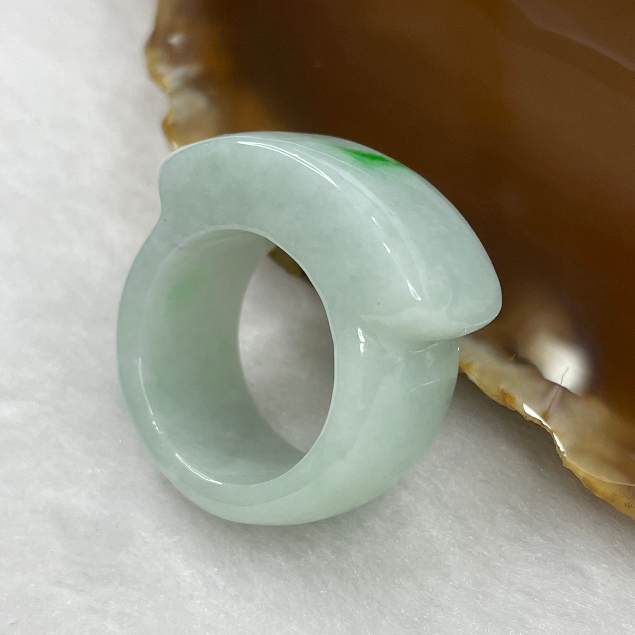 Type A Faint Green Jade Jadeite Ring - 18.71g US 10.85 HK 23.5 Inner Diameter 20.6mm Thickness 13.6 by 8.2mm - Huangs Jadeite and Jewelry Pte Ltd