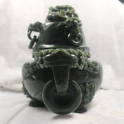 Rare Antique Natural Nephrite Dragon Incense Burner - Huangs Jadeite and Jewelry Pte Ltd