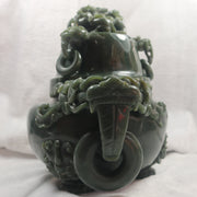 Rare Antique Natural Nephrite Dragon Incense Burner - Huangs Jadeite and Jewelry Pte Ltd